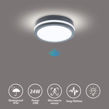 Brilagi - Lámpara de exterior LED con sensor BENE LED/18W/230V diá. 22 cm antracita IP54