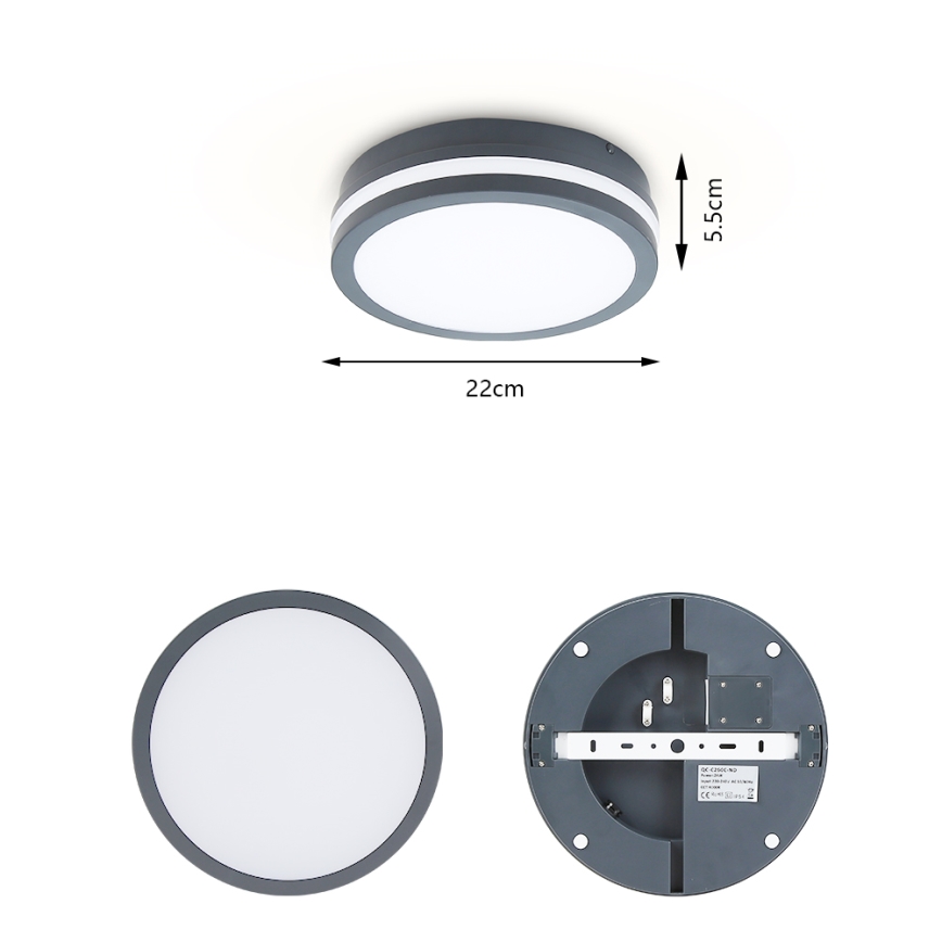 Brilagi - Lámpara de exterior LED con sensor BENE LED/18W/230V diá. 22 cm antracita IP54