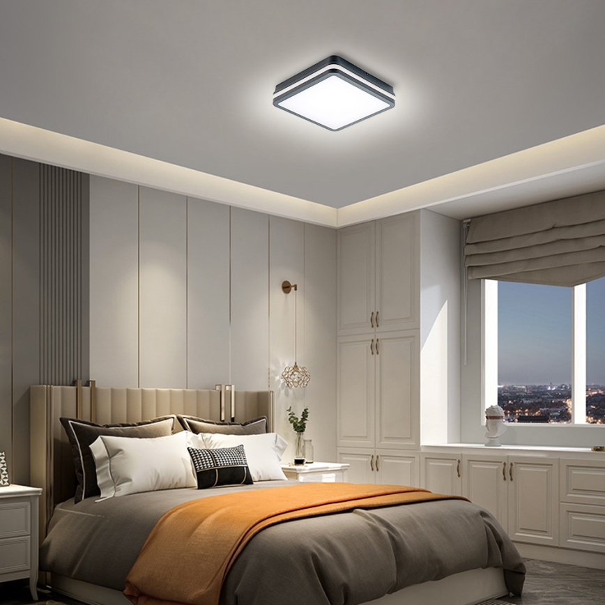 Brilagi - Lámpara de exterior LED con sensor BENE LED/24W/230V 26x26 cm antracita IP54