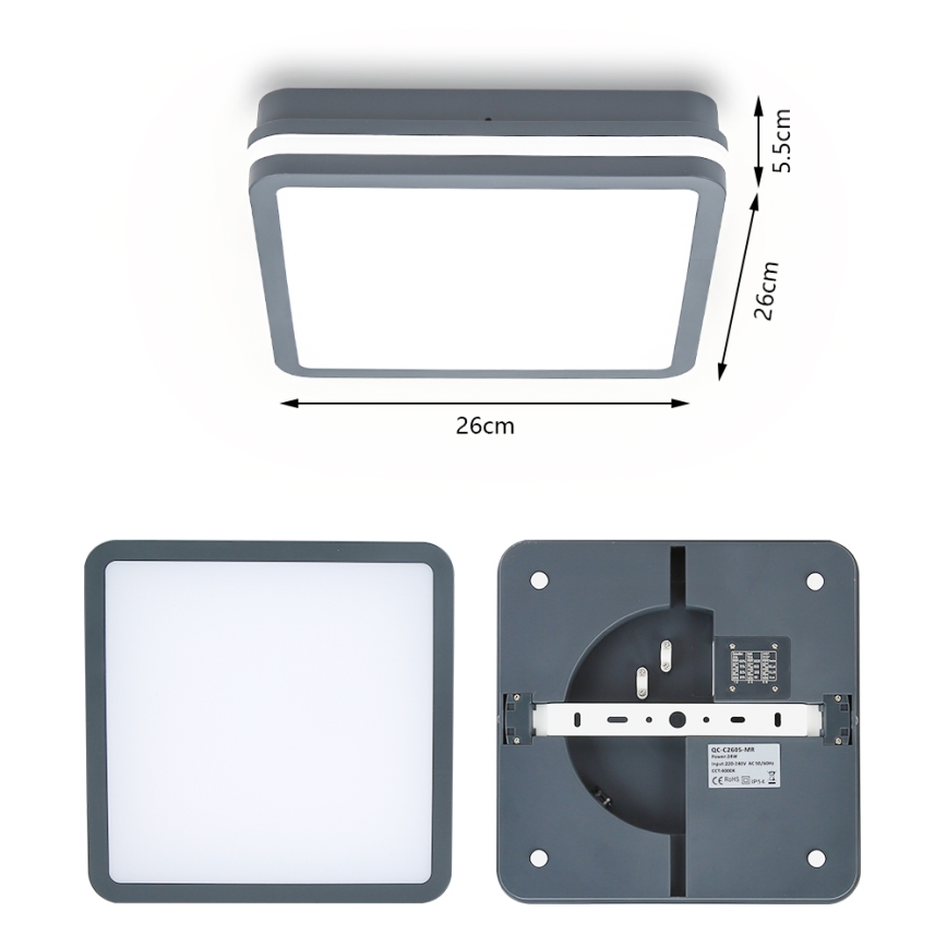 Brilagi - Lámpara de exterior LED con sensor BENE LED/24W/230V 26x26 cm antracita IP54
