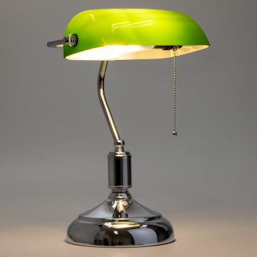Brilagi - Lámpara de mesa BANK OFFICE 1xE27/60W/230V cromo brillante/verde