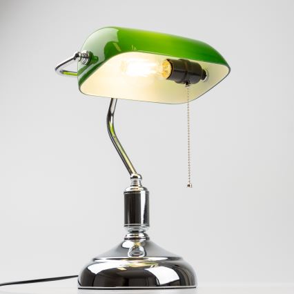 Brilagi - Lámpara de mesa BANK OFFICE 1xE27/60W/230V cromo brillante/verde