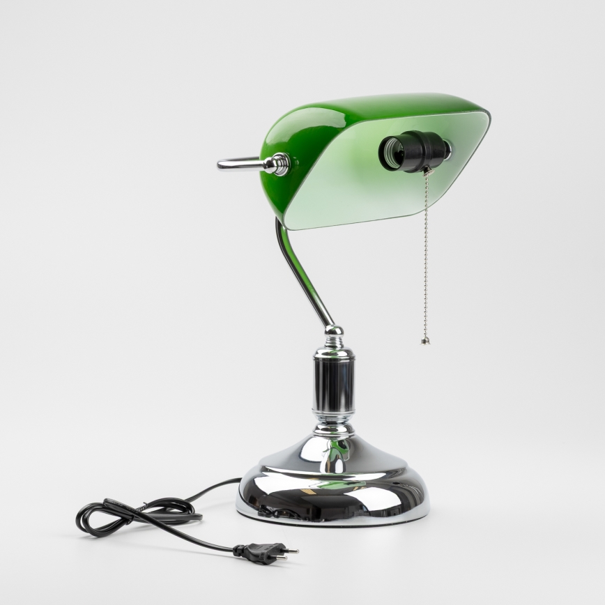 Brilagi - Lámpara de mesa BANK OFFICE 1xE27/60W/230V cromo brillante/verde