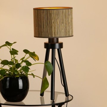 Brilagi - Lámpara de mesa BOSTON ROLLER 1xE27/15W/230V paja marrón/dorado
