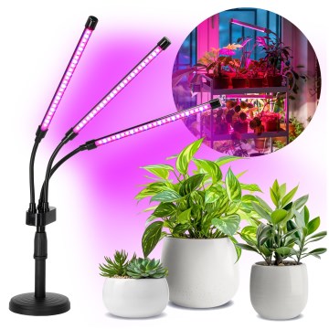 Brilagi - Lámpara de mesa flexible LED regulable para el cultivo de plantas VITABLOOM 3xLED/10W/230V negro