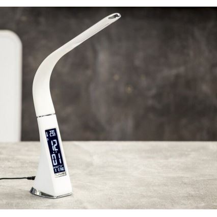 Brilagi - Lámpara de mesa LED regulable con pantalla PELLE LED/7W/230V blanco