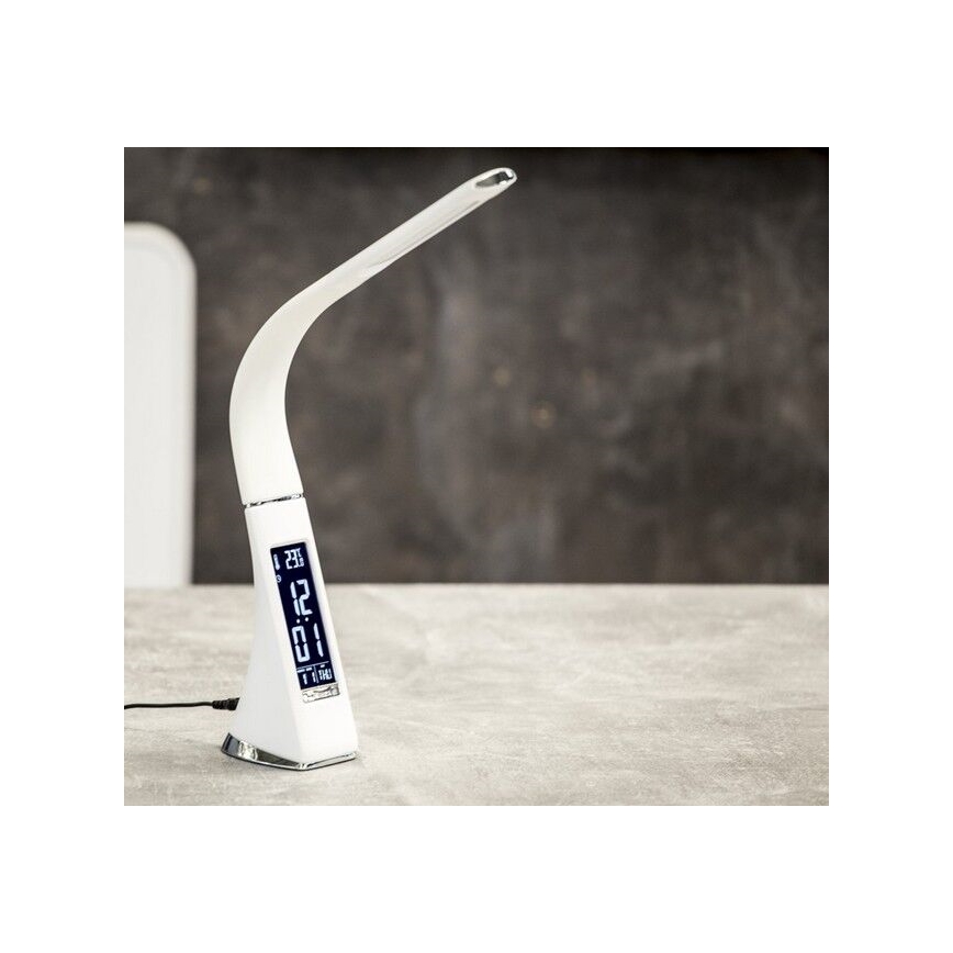 Brilagi - Lámpara de mesa LED regulable con pantalla PELLE LED/7W/230V blanco
