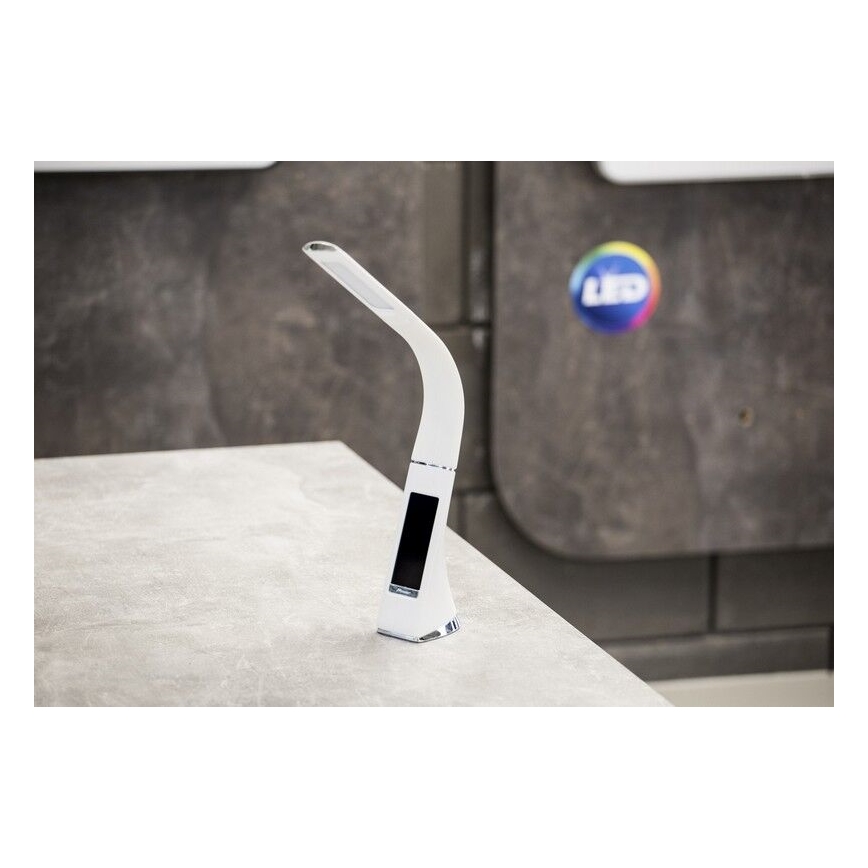 Brilagi - Lámpara de mesa LED regulable con pantalla PELLE LED/7W/230V blanco