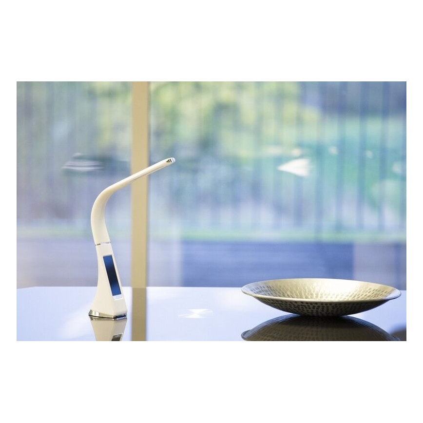 Brilagi - Lámpara de mesa LED regulable con pantalla PELLE LED/7W/230V blanco