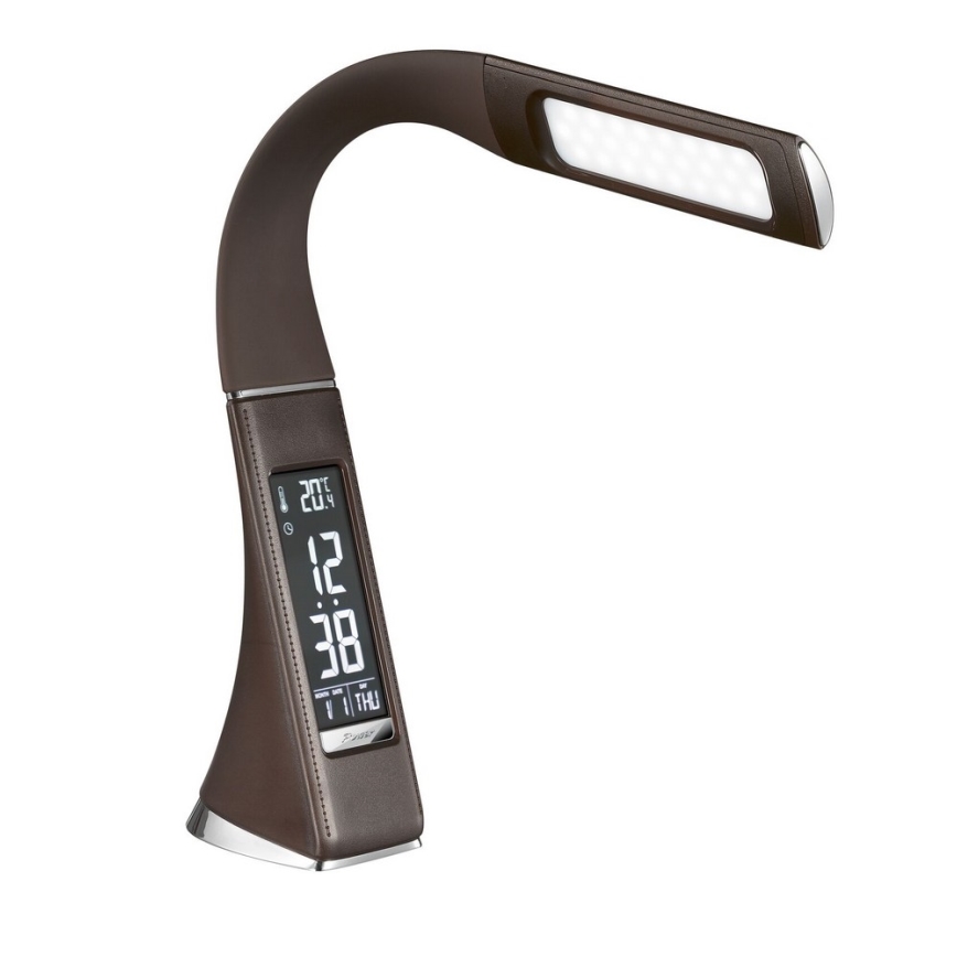 Brilagi - Lámpara de mesa LED regulable con pantalla PELLE LED/7W/230V marrón