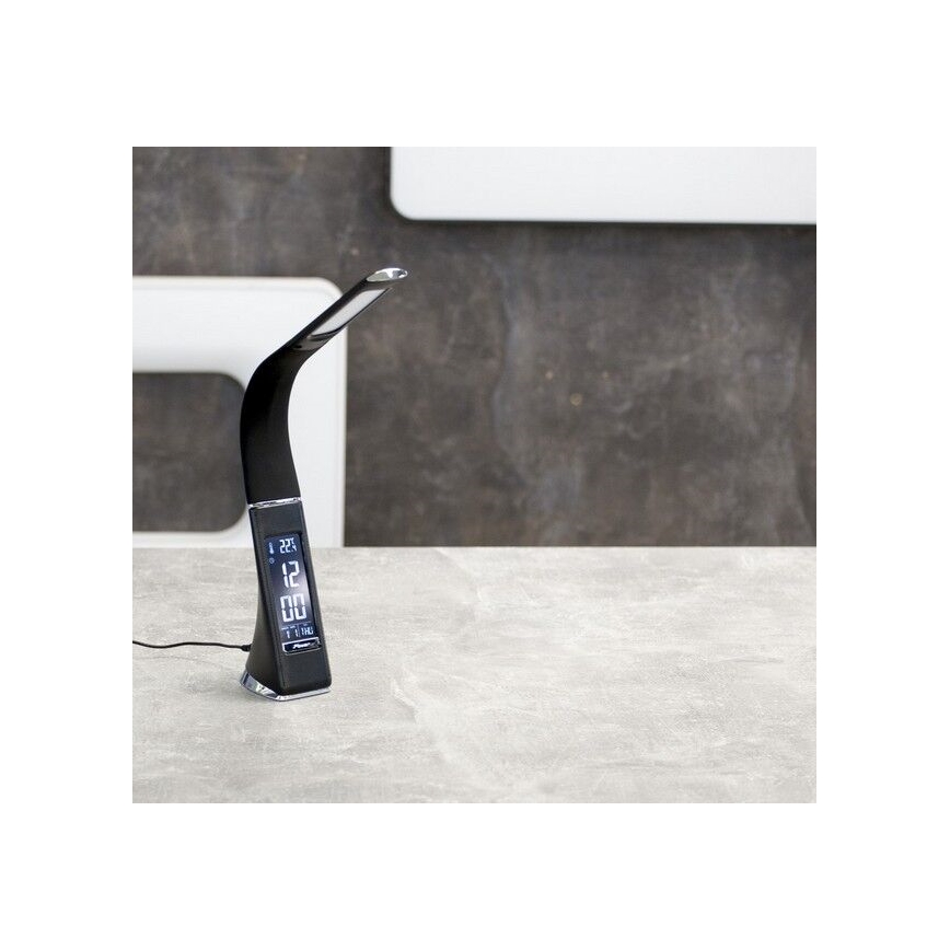 Brilagi - Lámpara de mesa LED regulable con pantalla PELLE LED/7W/230V negro