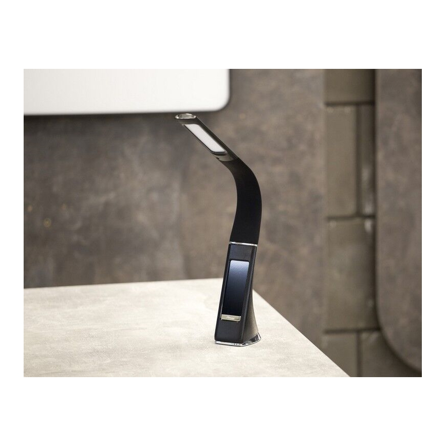 Brilagi - Lámpara de mesa LED regulable con pantalla PELLE LED/7W/230V negro