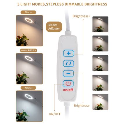 Brilagi - Lámpara de mesa LED regulable con una lupa LENS LED/12W/5V 3000/4200/6000K blanco