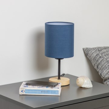 Brilagi - Lámpara de mesa NUBILA WOOD 1xE27/25W/230V roble/azul oscuro