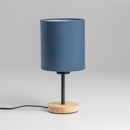 Brilagi - Lámpara de mesa NUBILA WOOD 1xE27/25W/230V roble/azul oscuro
