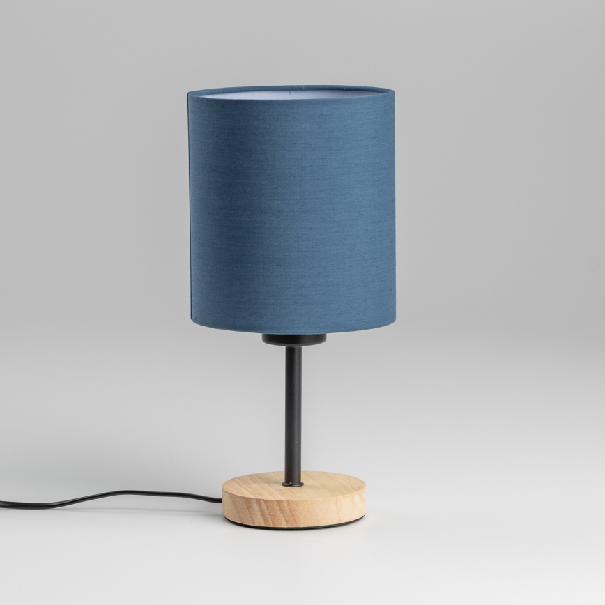 Brilagi - Lámpara de mesa NUBILA WOOD 1xE27/25W/230V roble/azul oscuro