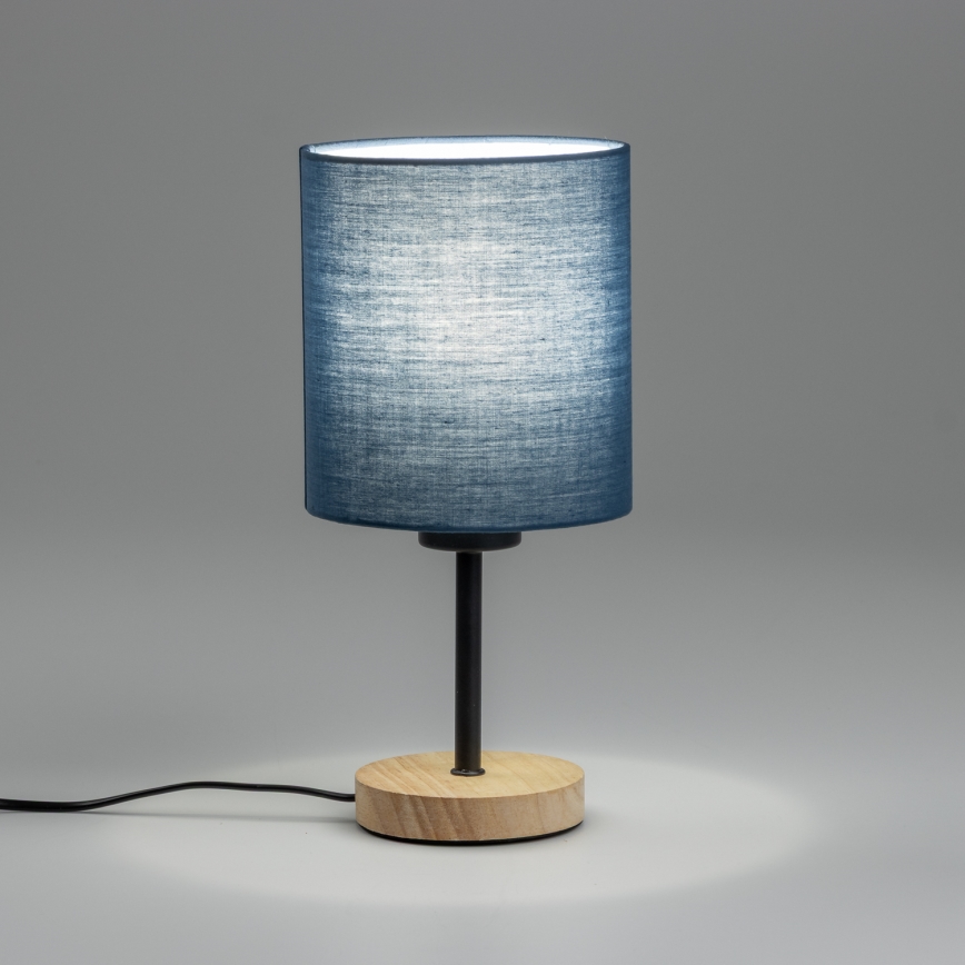 Brilagi - Lámpara de mesa NUBILA WOOD 1xE27/25W/230V roble/azul oscuro