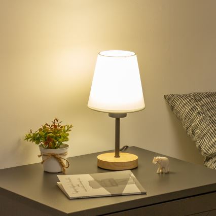 Brilagi - Lámpara de mesa NUBILA WOOD 1xE27/25W/230V roble/blanco