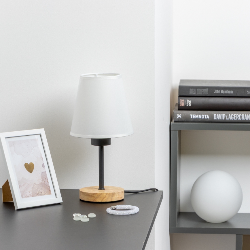 Brilagi - Lámpara de mesa NUBILA WOOD 1xE27/25W/230V roble/blanco