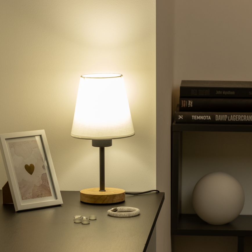 Brilagi - Lámpara de mesa NUBILA WOOD 1xE27/25W/230V roble/blanco