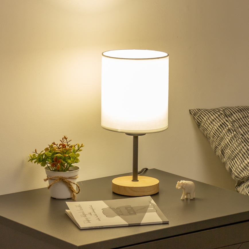 Brilagi - Lámpara de mesa NUBILA WOOD 1xE27/25W/230V roble/blanco