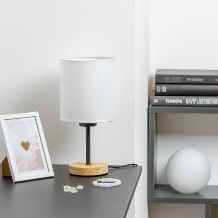 Brilagi - Lámpara de mesa NUBILA WOOD 1xE27/25W/230V roble/blanco