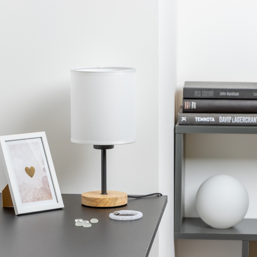 Brilagi - Lámpara de mesa NUBILA WOOD 1xE27/25W/230V roble/blanco