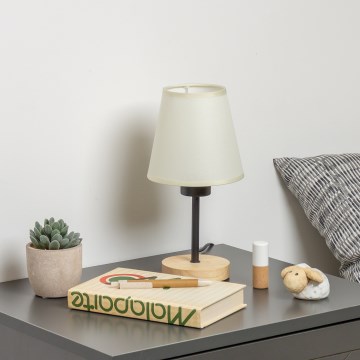 Brilagi - Lámpara de mesa NUBILA WOOD 1xE27/25W/230V roble/color crema