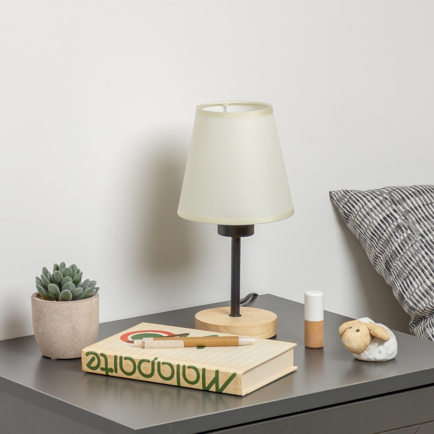 Brilagi - Lámpara de mesa NUBILA WOOD 1xE27/25W/230V roble/color crema
