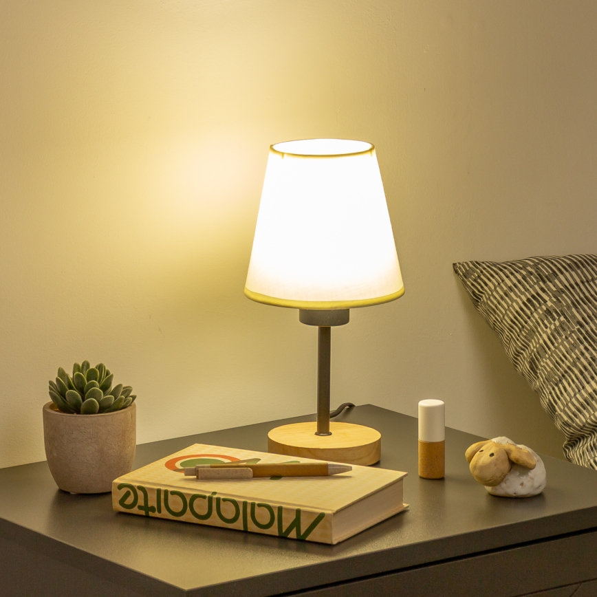 Brilagi - Lámpara de mesa NUBILA WOOD 1xE27/25W/230V roble/color crema