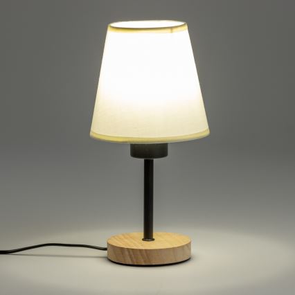 Brilagi - Lámpara de mesa NUBILA WOOD 1xE27/25W/230V roble/color crema