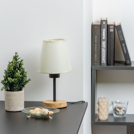 Brilagi - Lámpara de mesa NUBILA WOOD 1xE27/25W/230V roble/color crema