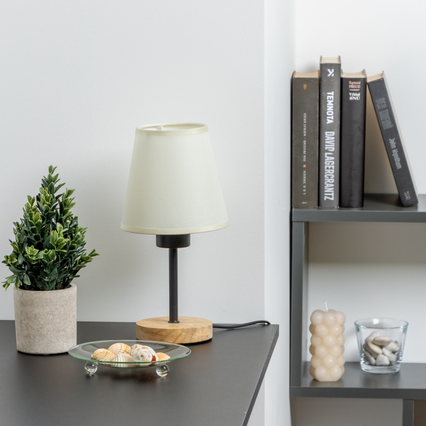 Brilagi - Lámpara de mesa NUBILA WOOD 1xE27/25W/230V roble/color crema