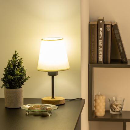 Brilagi - Lámpara de mesa NUBILA WOOD 1xE27/25W/230V roble/color crema