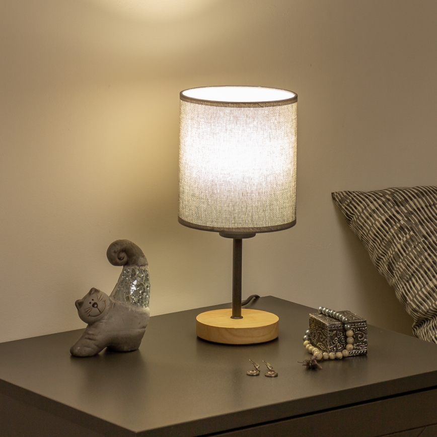 Brilagi - Lámpara de mesa NUBILA WOOD 1xE27/25W/230V roble/gris