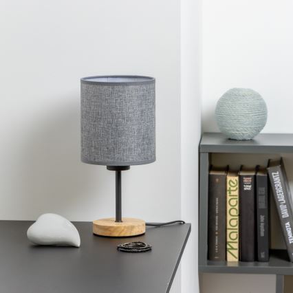 Brilagi - Lámpara de mesa NUBILA WOOD 1xE27/25W/230V roble/gris