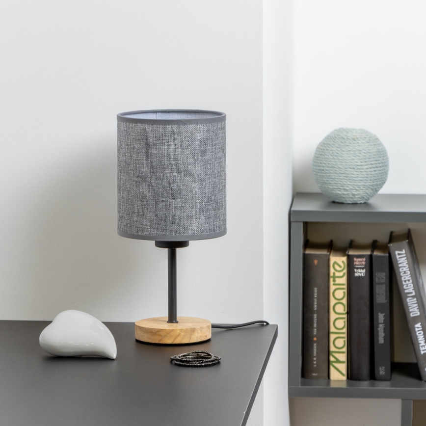 Brilagi - Lámpara de mesa NUBILA WOOD 1xE27/25W/230V roble/gris
