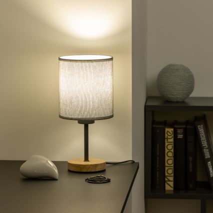 Brilagi - Lámpara de mesa NUBILA WOOD 1xE27/25W/230V roble/gris