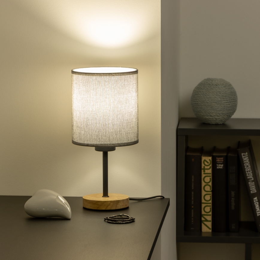 Brilagi - Lámpara de mesa NUBILA WOOD 1xE27/25W/230V roble/gris