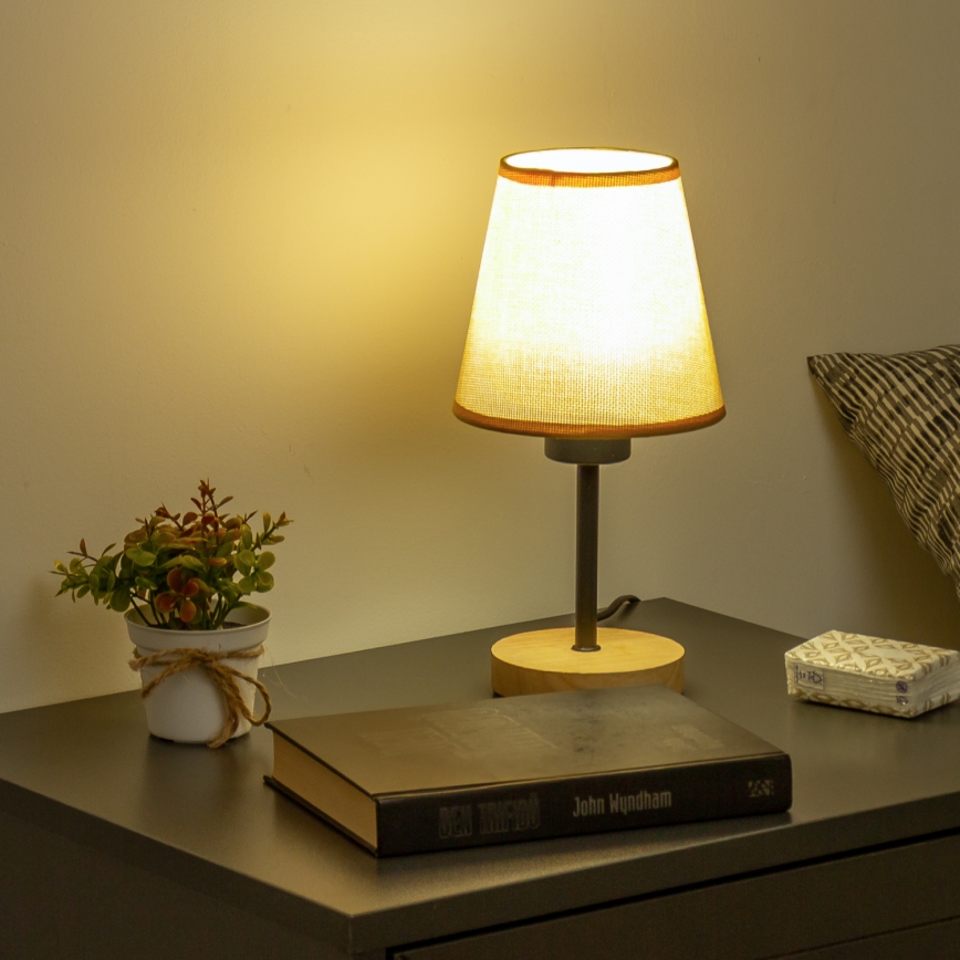 Brilagi - Lámpara de mesa NUBILA WOOD 1xE27/25W/230V roble/marrón claro