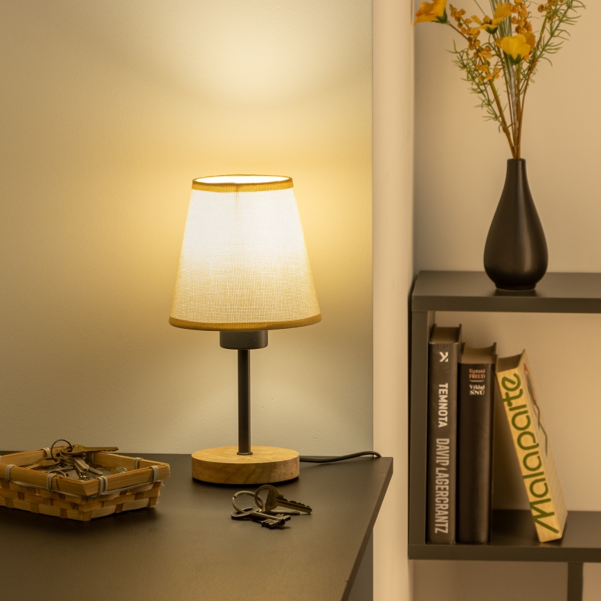 Brilagi - Lámpara de mesa NUBILA WOOD 1xE27/25W/230V roble/marrón claro