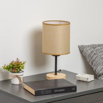 Brilagi - Lámpara de mesa NUBILA WOOD 1xE27/25W/230V roble/marrón claro