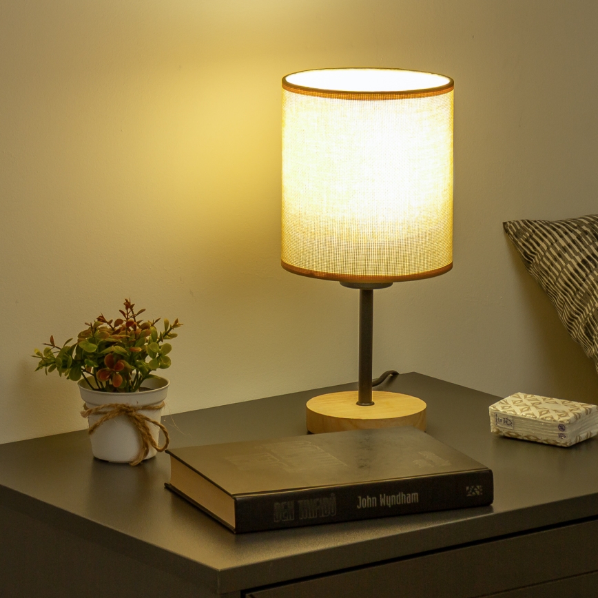 Brilagi - Lámpara de mesa NUBILA WOOD 1xE27/25W/230V roble/marrón claro