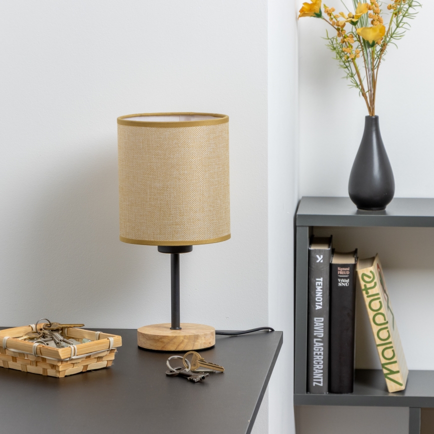 Brilagi - Lámpara de mesa NUBILA WOOD 1xE27/25W/230V roble/marrón claro