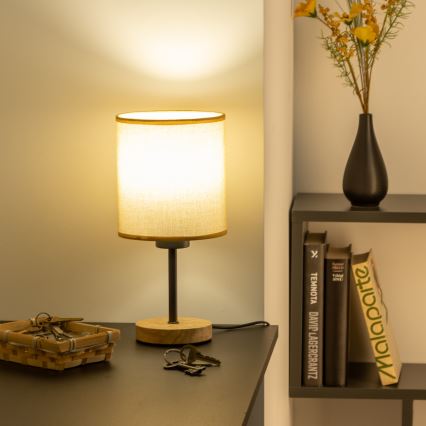 Brilagi - Lámpara de mesa NUBILA WOOD 1xE27/25W/230V roble/marrón claro
