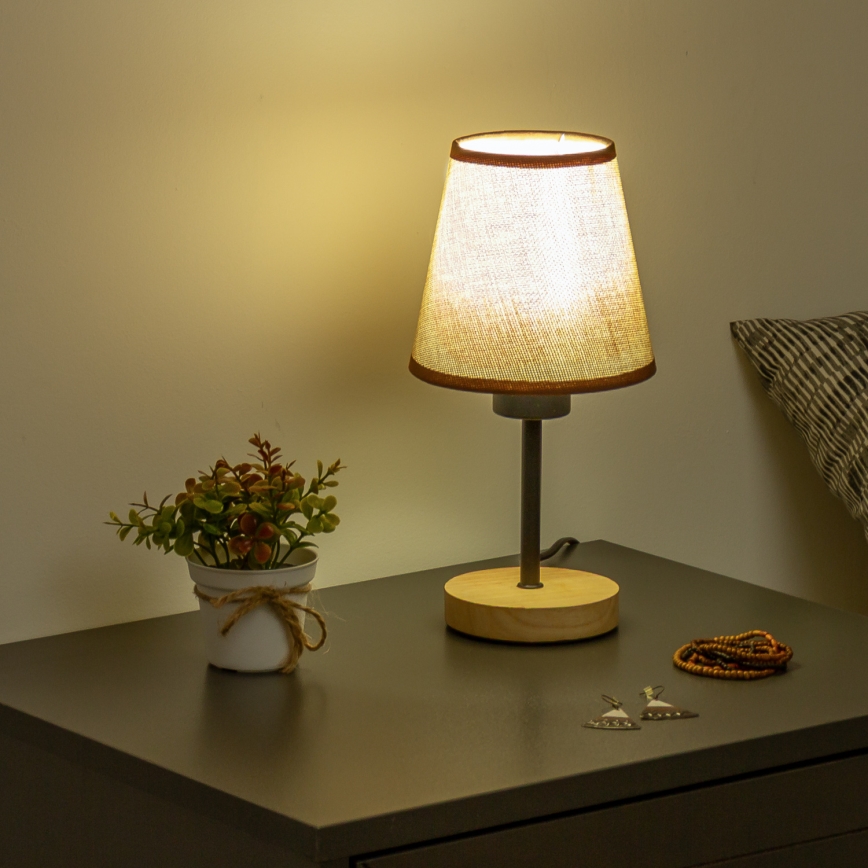 Brilagi - Lámpara de mesa NUBILA WOOD 1xE27/25W/230V roble/marrón