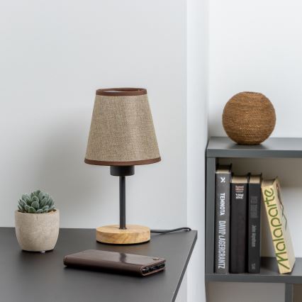 Brilagi - Lámpara de mesa NUBILA WOOD 1xE27/25W/230V roble/marrón