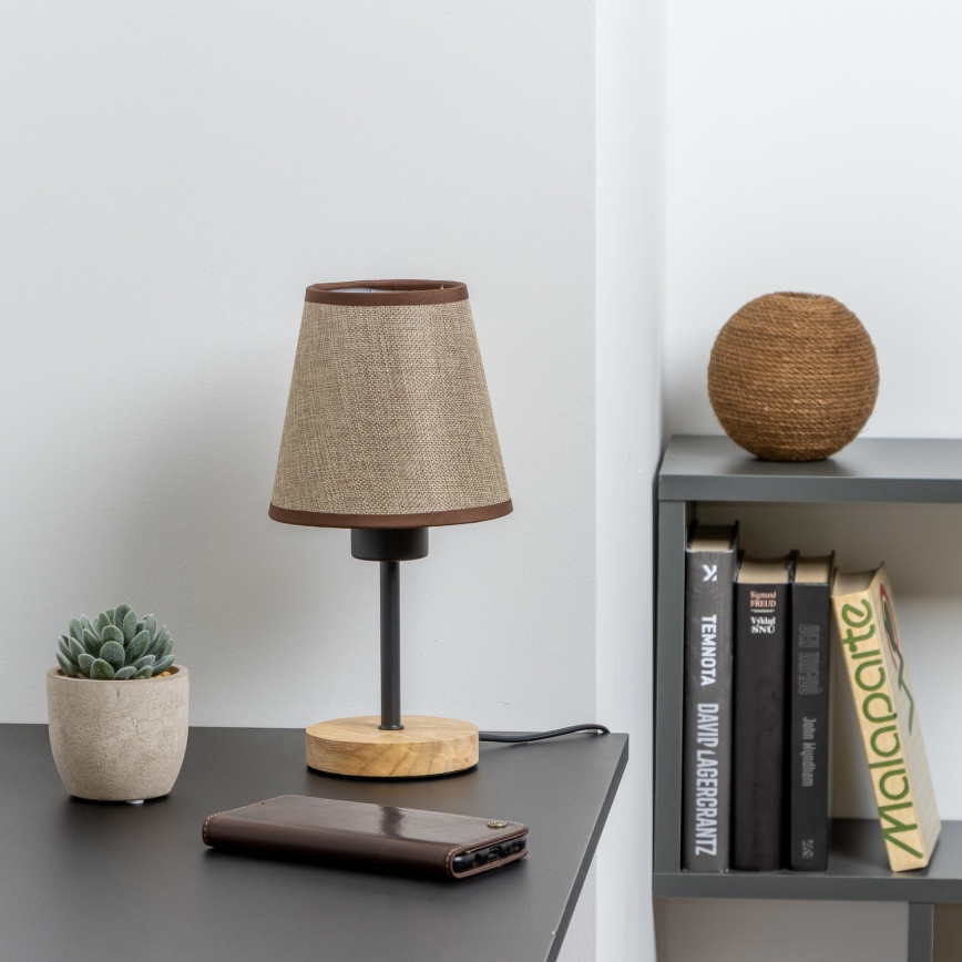 Brilagi - Lámpara de mesa NUBILA WOOD 1xE27/25W/230V roble/marrón