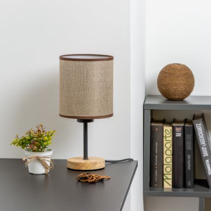 Brilagi - Lámpara de mesa NUBILA WOOD 1xE27/25W/230V roble/marrón