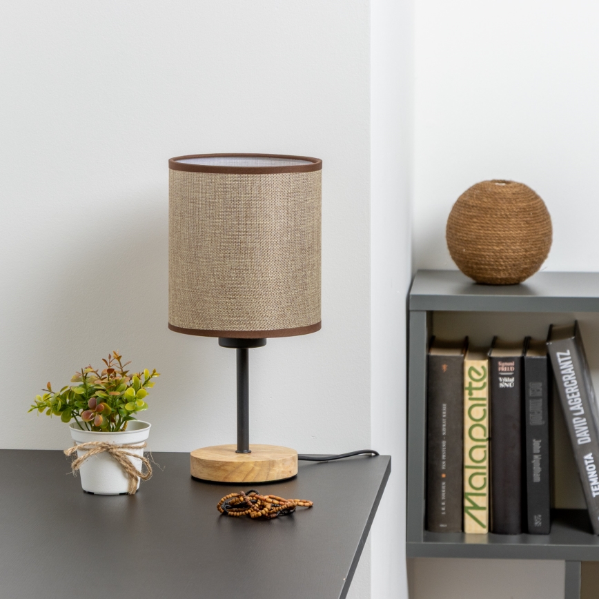 Brilagi - Lámpara de mesa NUBILA WOOD 1xE27/25W/230V roble/marrón